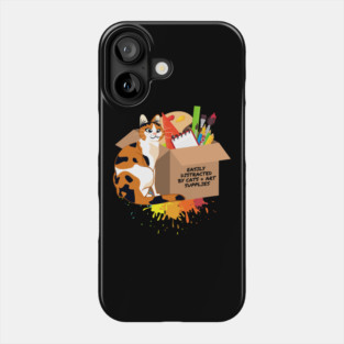 Easily Distracted by Cats and Art Supplies Phone Case