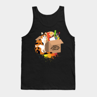 Easily Distracted by Cats and Art Supplies Tank Top