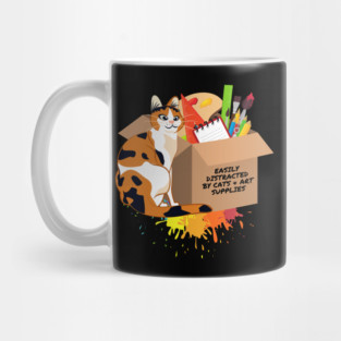 Easily Distracted by Cats and Art Supplies Mug