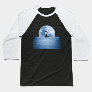 Nessie Starry Night - Loch Ness Monster Baseball T-Shirt