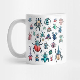 Vintage Watercolor Beetle Species Pattern Mug