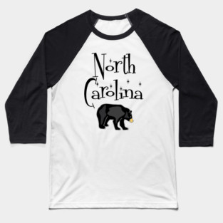 Cool North Carolina and Black Bear Travel Design Baseball T-Shirt