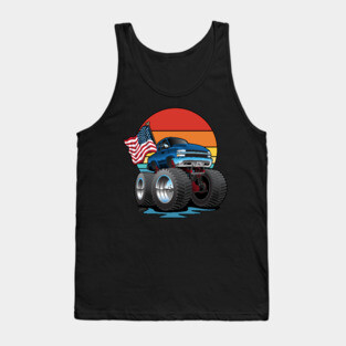 Patriotic Big Monster Truck Off-road 4wd Cartoon Tank Top