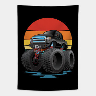 Big Monster Truck Off-road 4wd Cartoon Tapestry