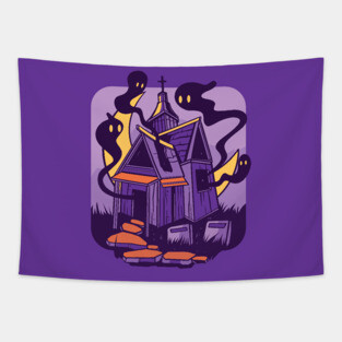 Cool Haunted House Cartoon Tapestry
