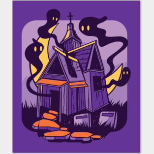 Cool Haunted House Cartoon Posters and Art