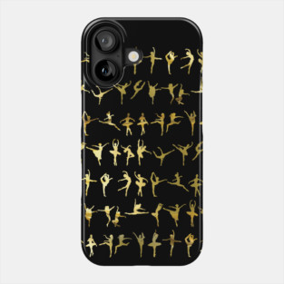 Dance poses silhouette pattern / texture (liquid gold) - ballerina - dance lover, ballet lover gift idea Phone Case