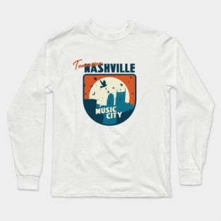 Nashville Tennessee City Sunset Retro Vintage Design Long Sleeve T-Shirt