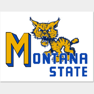 Vintage Montana S. University retro Bobcat Mascot Posters and Art