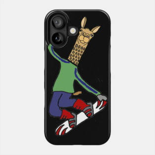 Funny Llama Snowboarding Cartoon Phone Case