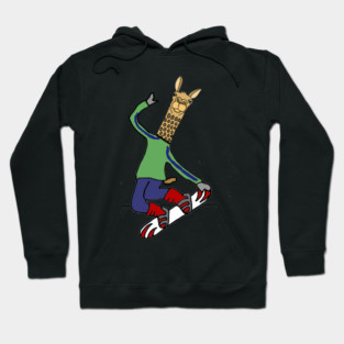 Funny Llama Snowboarding Cartoon Hoodie