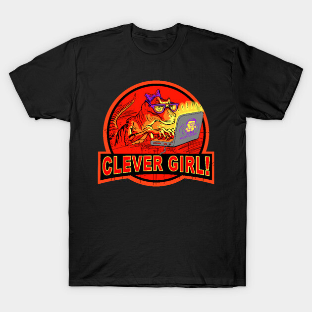 Clever Girl Computer Velociraptor Nerd Velociraptor T-Shirt