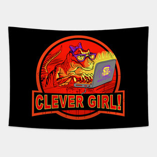 Clever Girl Computer Velociraptor Nerd Tapestry