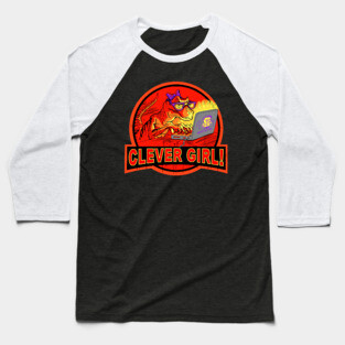 Clever Girl Computer Velociraptor Nerd Baseball T-Shirt