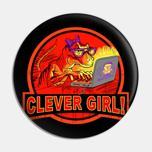 Clever Girl Computer Velociraptor Nerd Pin