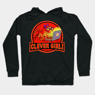 Clever Girl Computer Velociraptor Nerd Hoodie