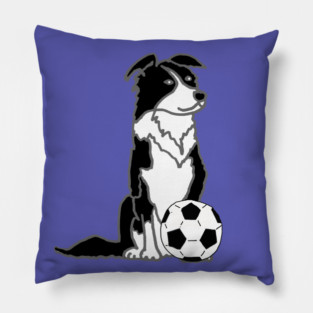 Funny Border Collie Dog Playing Soccer Pillow