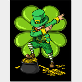 Dabbing Leprechaun Shirt Kids St Patricks Day Gift Posters and Art