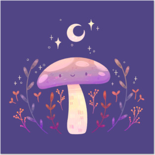 Moon Mushroom Posters and Art