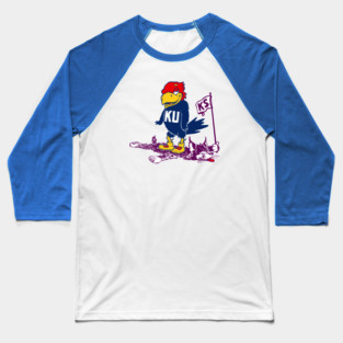 Vintage Jayhawk vs. K-State Mascot Baseball T-Shirt