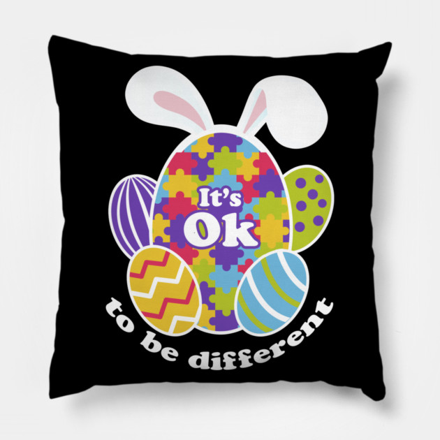 Autism Easter Bunny Egg Puzzle Awareness graphic Pillow by creative