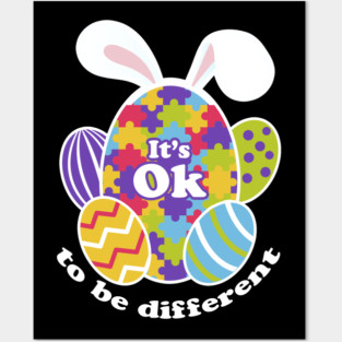 Autism Easter Bunny Egg Puzzle Awareness graphic Posters and Art