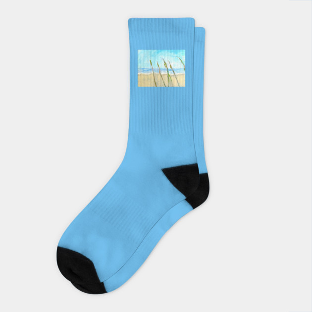 Sea Oats on the Dune – Imbressionist Coastal Beach Painting Socks by DonWillisJrArt
