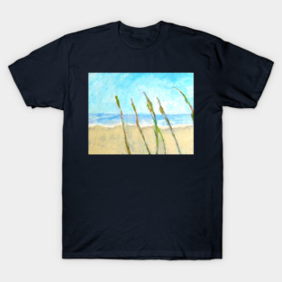Sea Oats on the Dune – Imbressionist Coastal Beach Painting T-Shirt