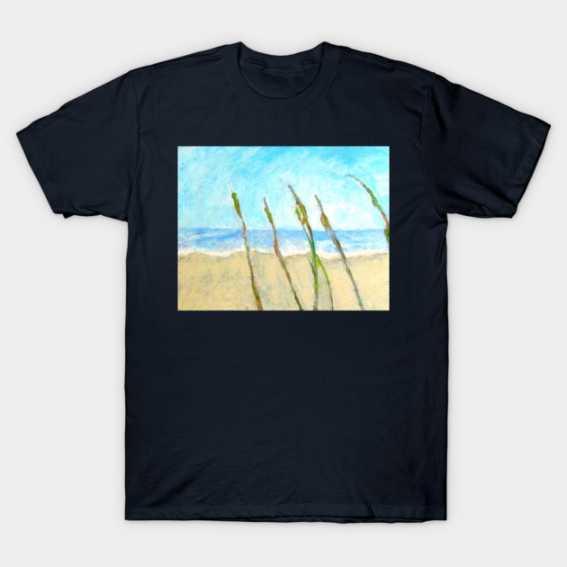 Sea Oats on the Dune – Imbressionist Coastal Beach Painting T-Shirt by DonWillisJrArt