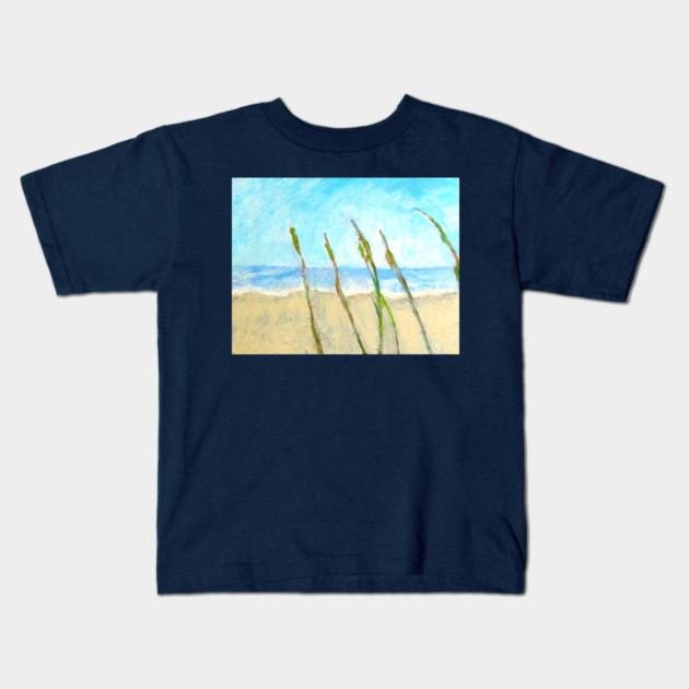 Sea Oats on the Dune – Imbressionist Coastal Beach Painting Kids T-Shirt by DonWillisJrArt