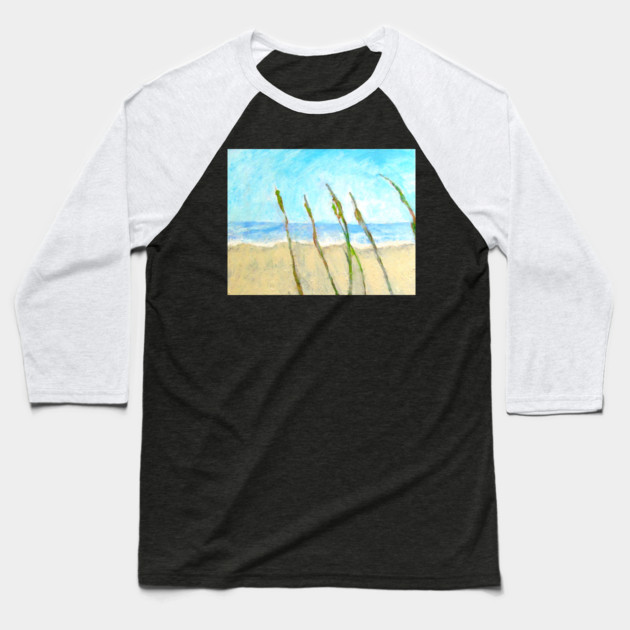 Sea Oats on the Dune – Imbressionist Coastal Beach Painting Baseball T-Shirt by DonWillisJrArt