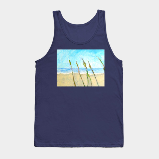 Sea Oats on the Dune – Imbressionist Coastal Beach Painting Tank Top by DonWillisJrArt