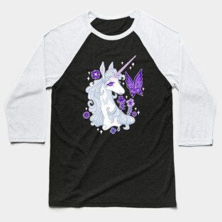 The Last Unicorn Portrait - Butterfly Whispers Baseball T-Shirt