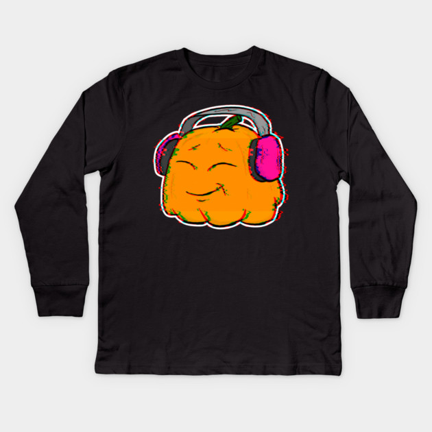 Vibe Halloween Glitch Anime Beat Lofi Vibes Pumpkin Kids Long Sleeve T-Shirt by belownormal