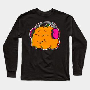 Vibe Halloween Glitch Anime Beat Lofi Vibes Pumpkin Long Sleeve T-Shirt