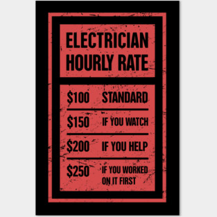 Electrician Hourly Rate | Funny Gift Posters and Art