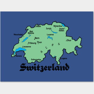 Switzerland Map Posters and Art