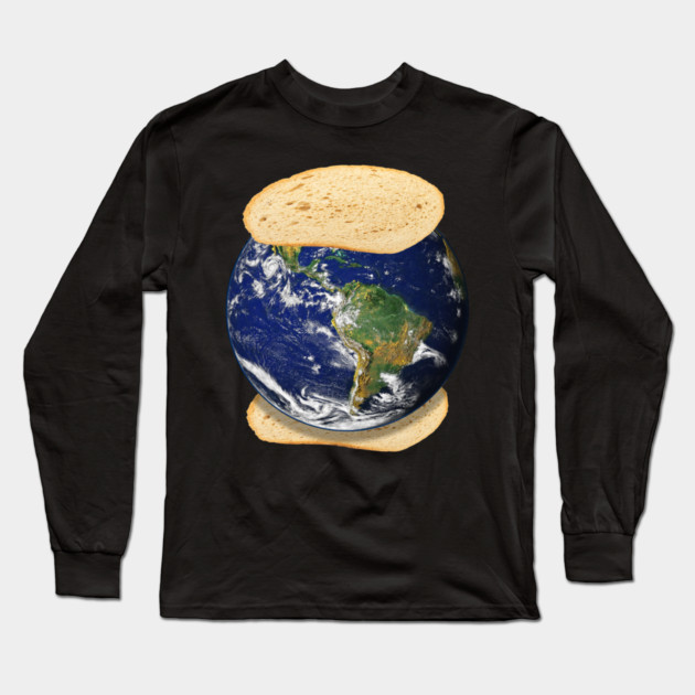 Earth Sandwich Funny Random Design Long Sleeve T-Shirt by belownormal