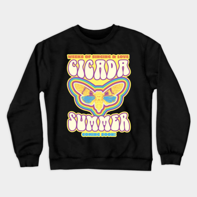 Cicada Summer Retro Vintage Art Meme design Crewneck Sweatshirt by creative