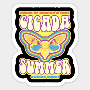 Cicada Summer Retro Vintage Art Meme design Sticker