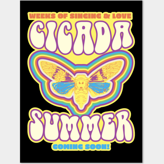 Cicada Summer Retro Vintage Art Meme design Wall Art by creative