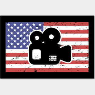 Film Camera & American Flag | Filmmaker Posters and Art