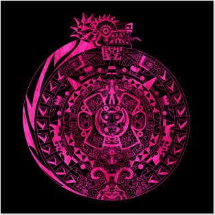 circle calendar in aztec mandala pattern arts Posters and Art