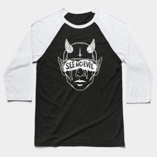 Devils head. See no evil Baseball T-Shirt