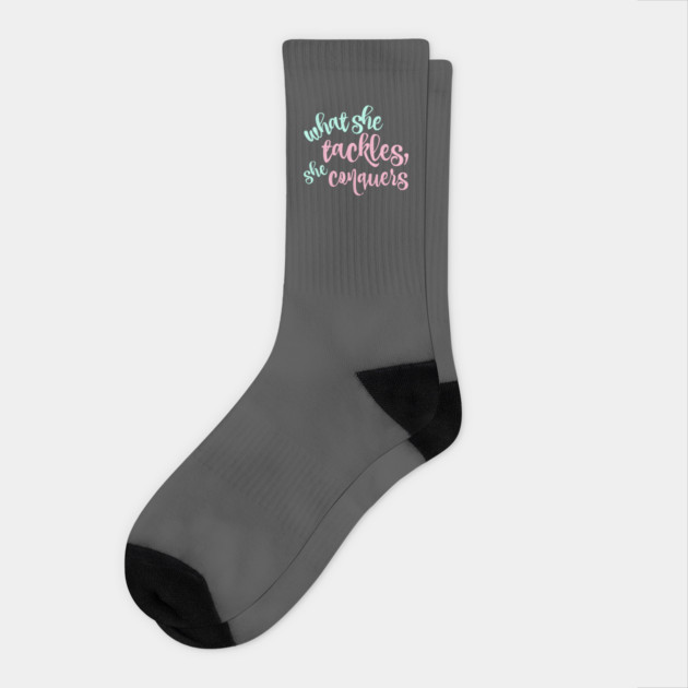 What she tackles, she conquers Socks by Stars Hollow Mercantile