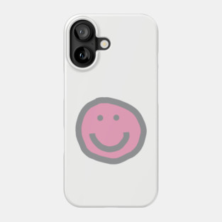 Pink Round Happy Face with Smile Emoji Phone Case