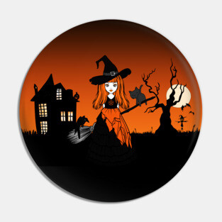 The Witching Hour Orange Cheeky Witch® Pin