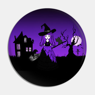 The Witching Hour! Purple Wiccan Pagan Cheeky Witch® Pin