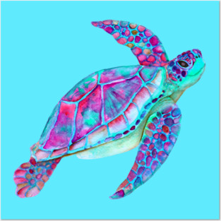 Swimming Sea Turtle Posters and Art