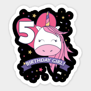 Birthday Girl! Unicorn 5th Birthday graphic design Gifts Sticker